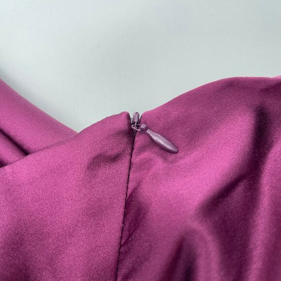 The Sei | Ruched Cut Out Silk Midi Dress in Burgundy Oxblood 2 - Picture 9 of 16